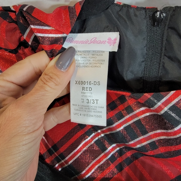Bonnie Jean Holiday🎄 plaid dress 3T - Picture 5 of 10